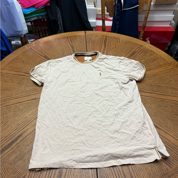 Scott James Cream Short Sleeve Tee with Crew Neck - Picture 1 of 5